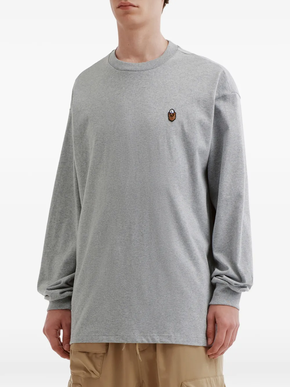  Chocoolate Long-sleeved Embroidered T-shirt - Grey 