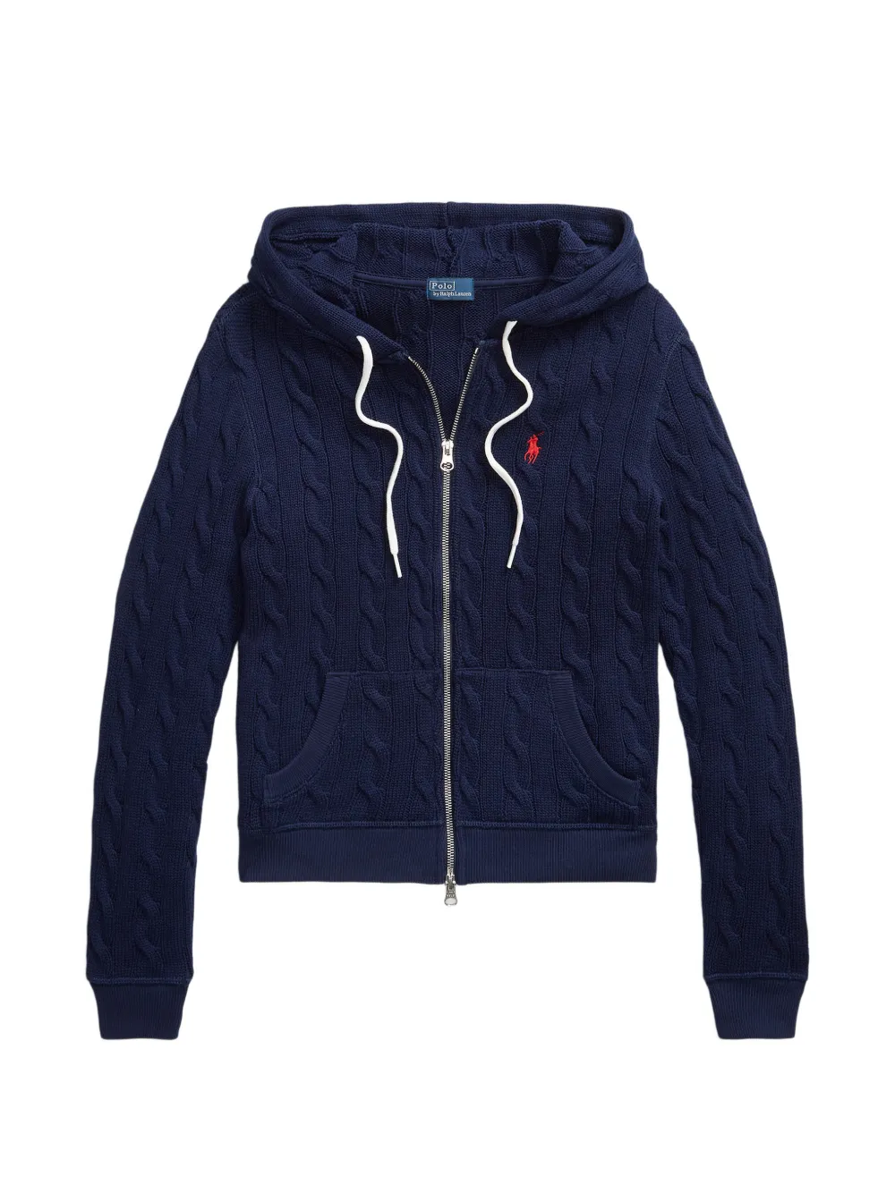 Polo Ralph Lauren Cardigan in maglia a trecce con cappuccio - Blu