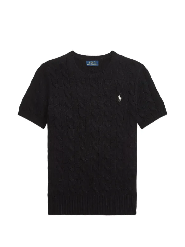 Polo Ralph Lauren Cable-knit Logo T-shirt in Black