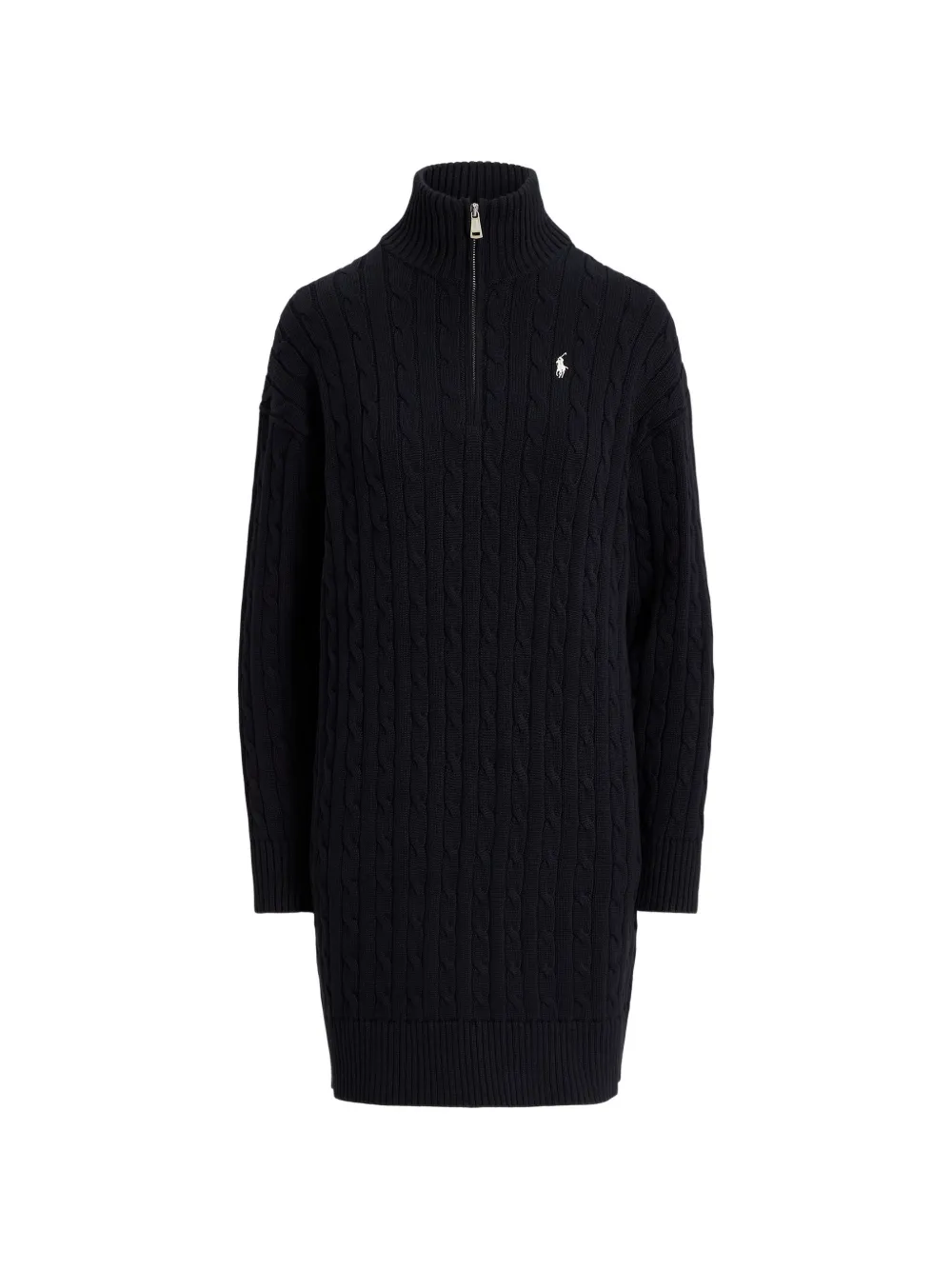 Polo Ralph Lauren cable-knit zip-neck mini dress - Blu