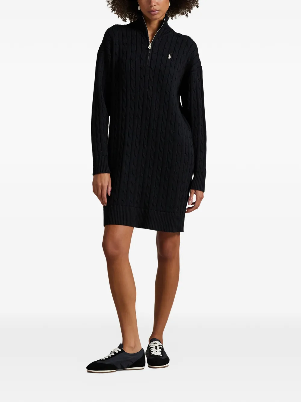 Polo Ralph Lauren Kabelgebreide mini-jurk met rits Blauw
