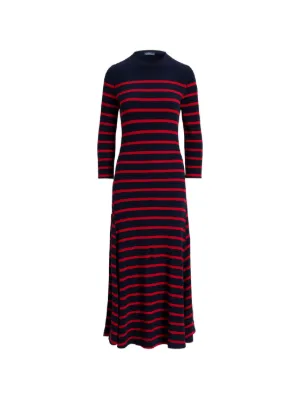 navy blue and red striped maxi dress RED AND BLUE STRIPED MAXI DRESS