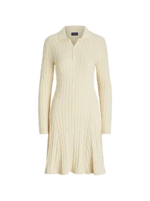polo ralph lauren cable knit poplin dress Polo Ralph Lauren Cable-Knit Polo Dress - Blue - 30% Off