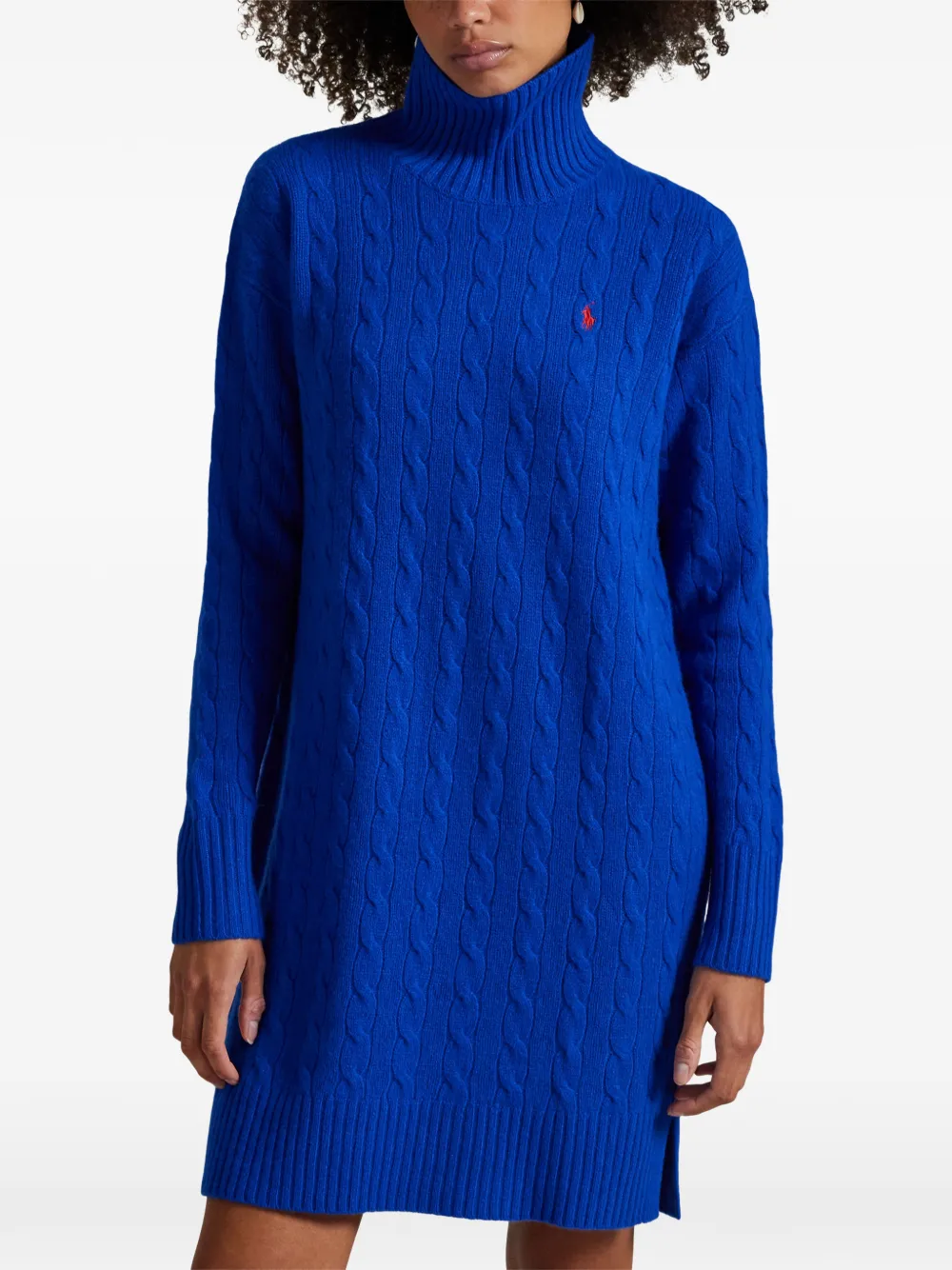 Polo Ralph Lauren Kabelgebreide jurk met col Blauw