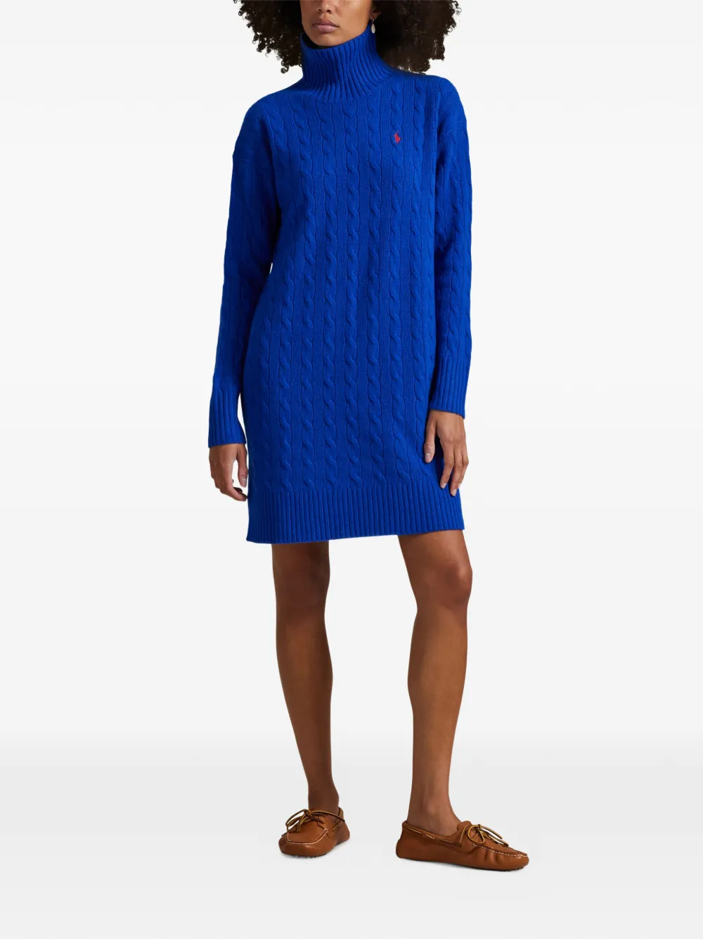 Polo Ralph Lauren Kabelgebreide jurk met col Blauw