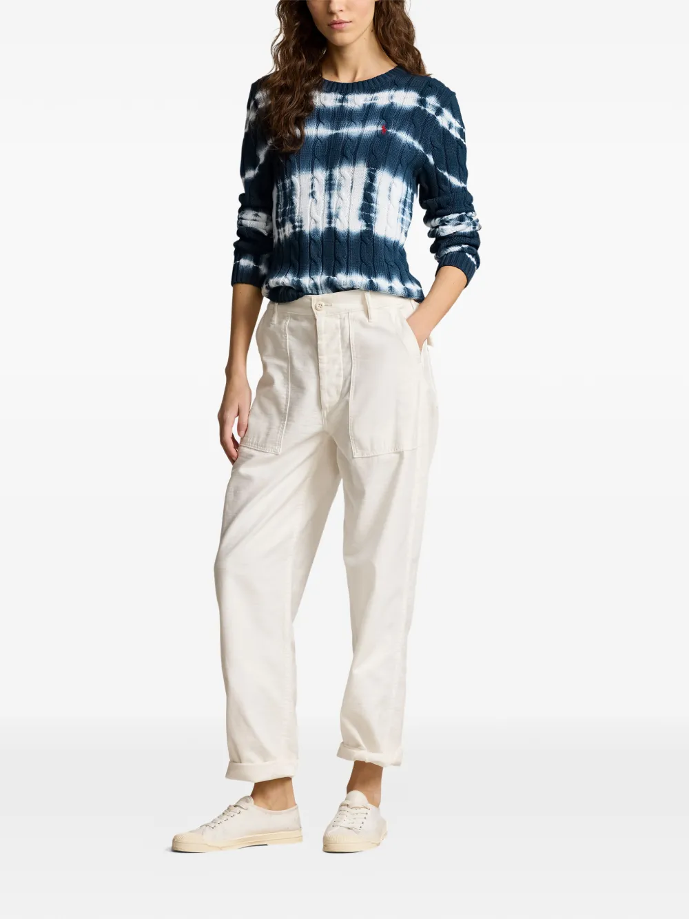 Polo Ralph Lauren Cable-knit Tie-dye Sweater In Blue