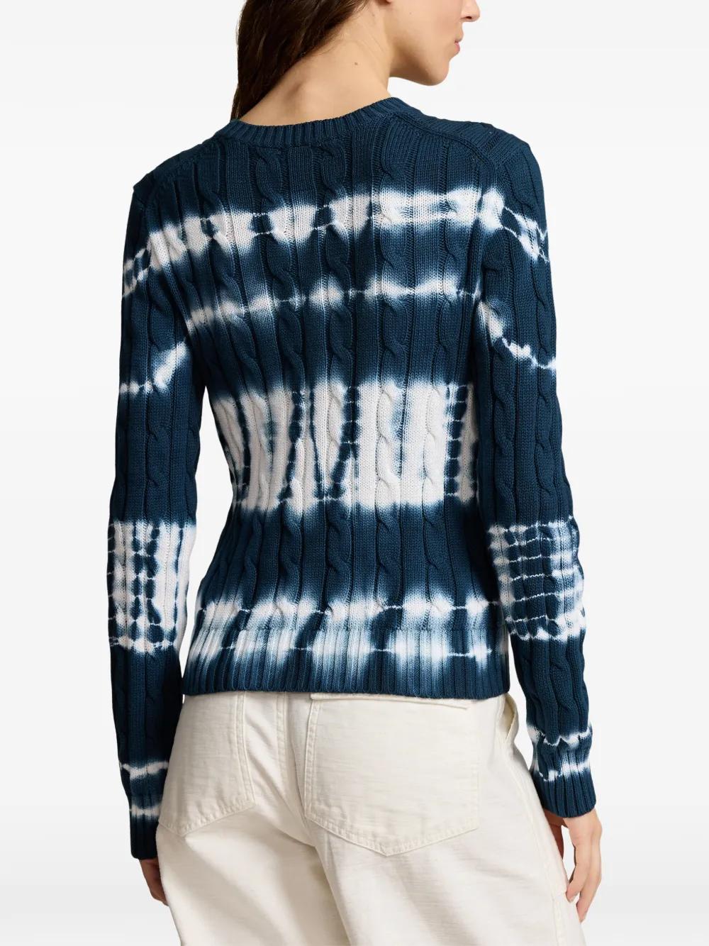 Polo Ralph Lauren Kabelgebreide trui met tie-dye print Blauw