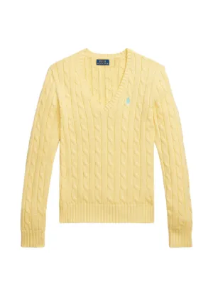 ポロラルフローレン ウールカシミヤ Vネック ケーブル ニット イエロー L Polo Ralph Lauren ケーブルニット セーター | イエロー | FARFETCH JP