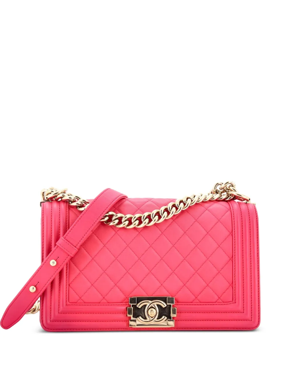 CHANEL Pre-Owned Boy Flap Bag Quilted Lambskin Old Medium shoulder bag - Rosa