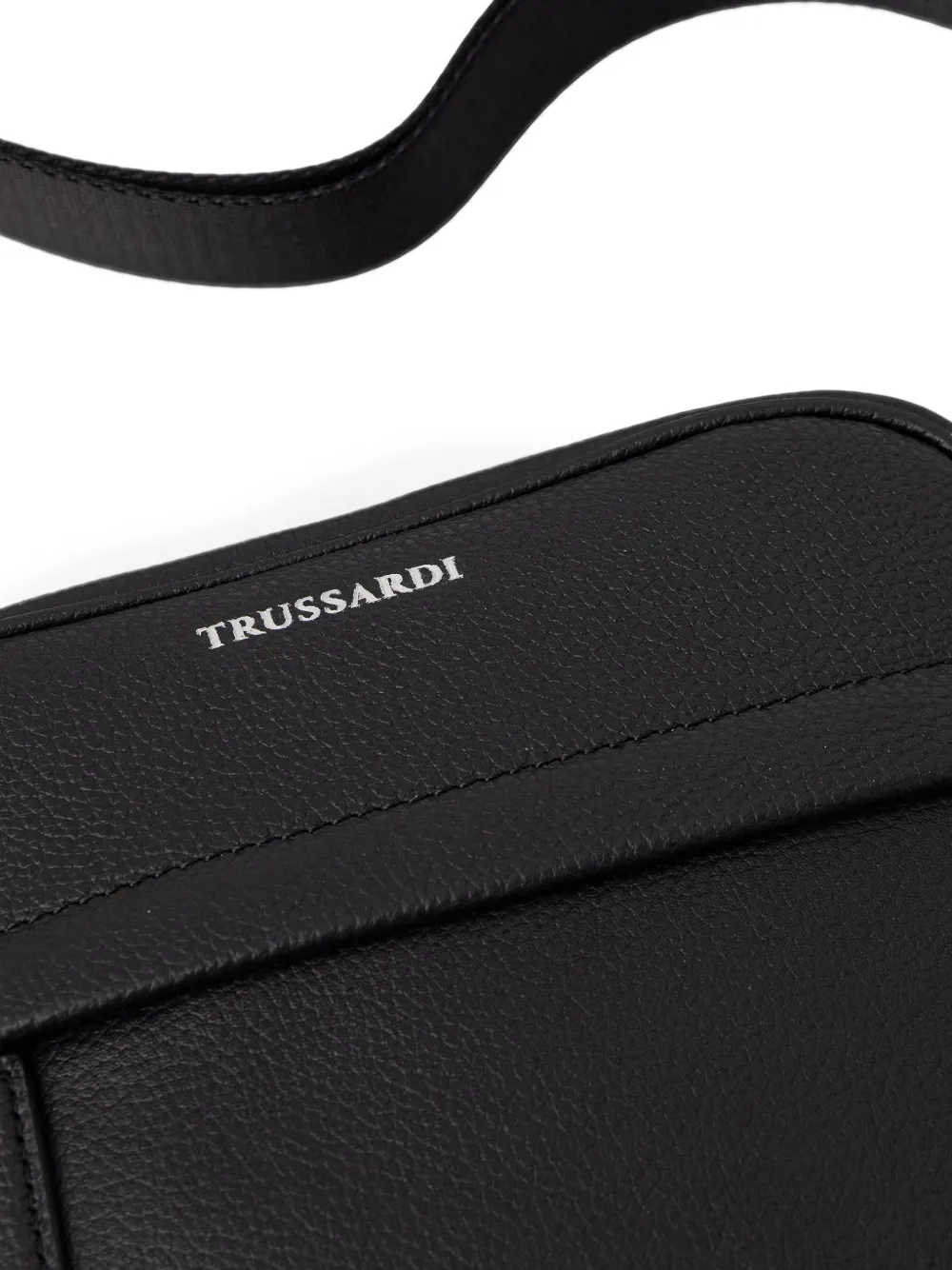 Trussardi Medium logo-print pebbled messenger bag Zwart