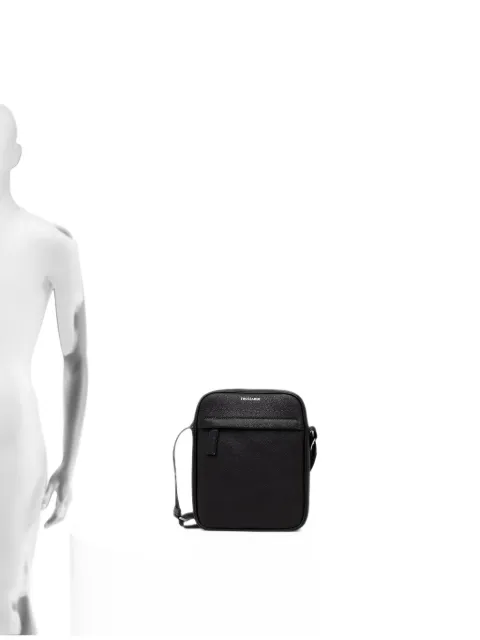Trussardi Medium logo-print pebbled messenger bag