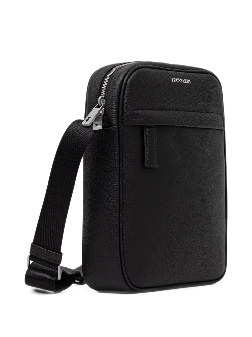 Trussardi Medium logo-print pebbled messenger bag Zwart