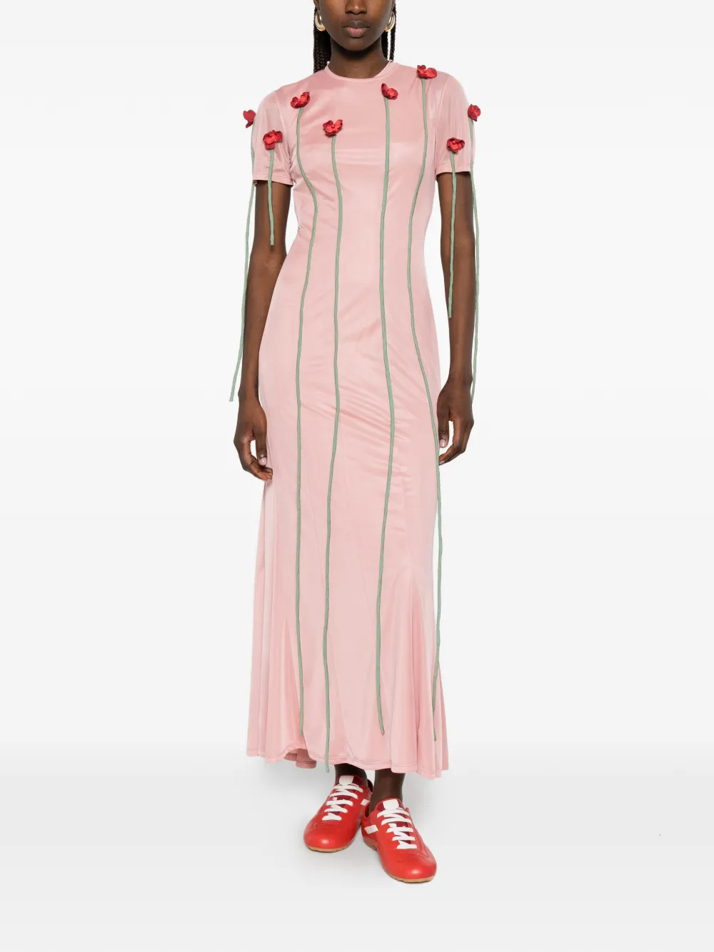Moschino Midi-jurk met bloemapplicatie Roze