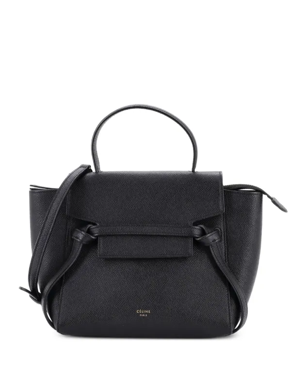 Celine Pre-owned Belt Bag Textured Leather Nano Shoulder Bag in Black