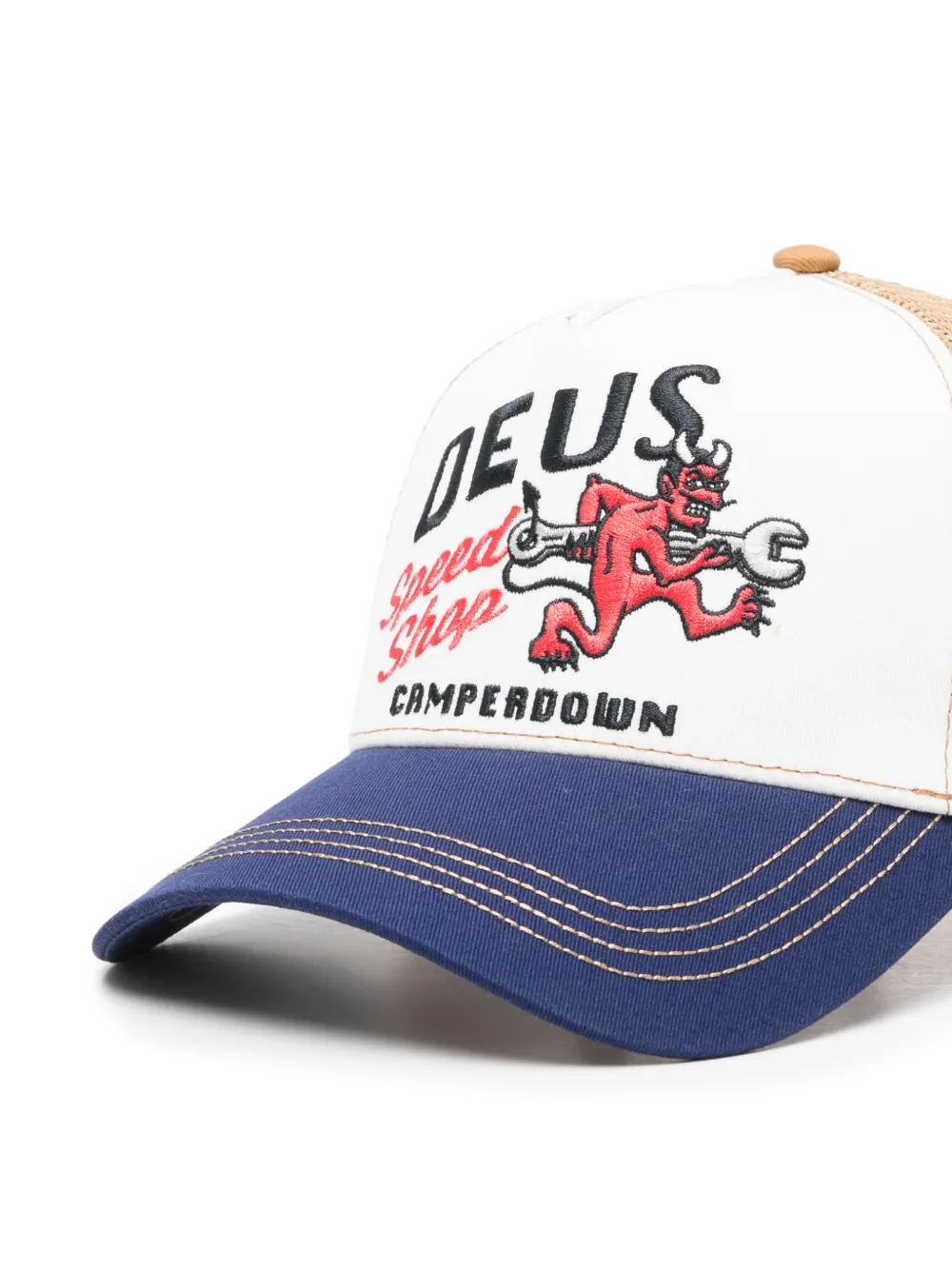  Deus Ex Machina Dogleg Embroidered Trucker Cap - Neutrals 