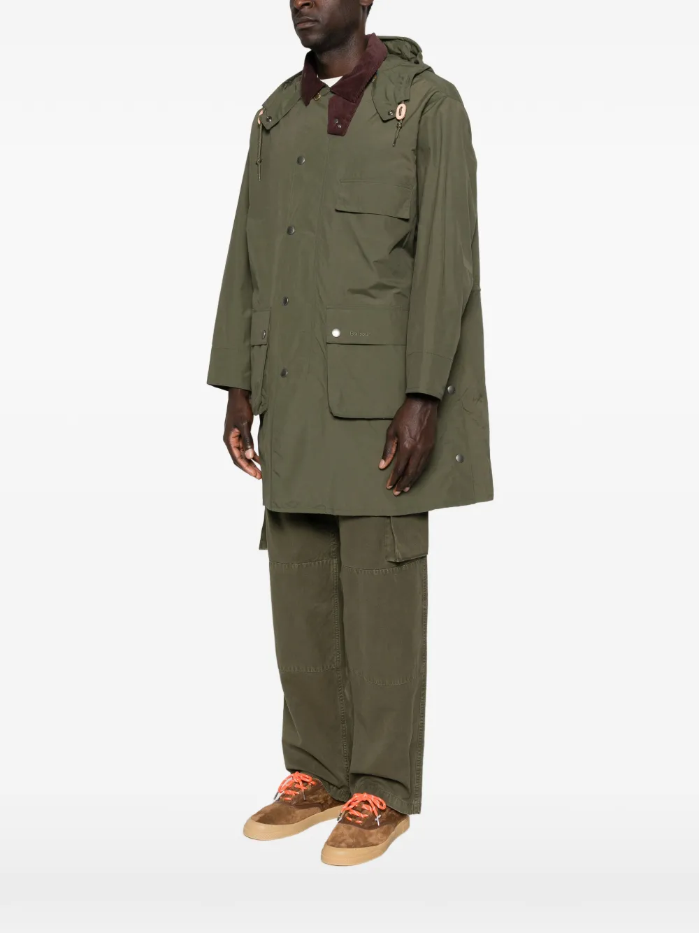 Barbour x Paul Smith jas met ribfluwelen kraag Groen