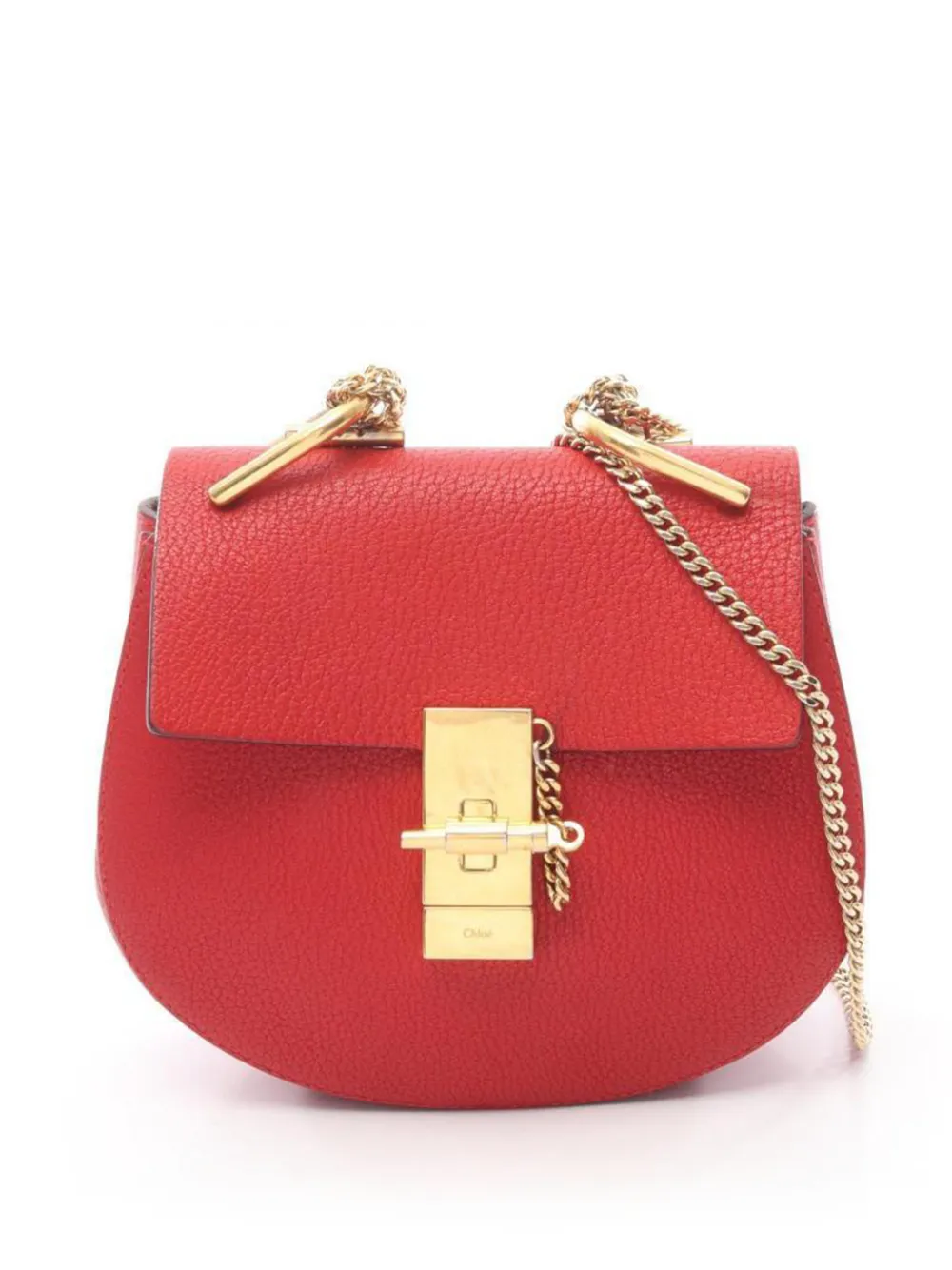 Chloé Pre-Owned 2000s Drew chain leather cross body bag - Red