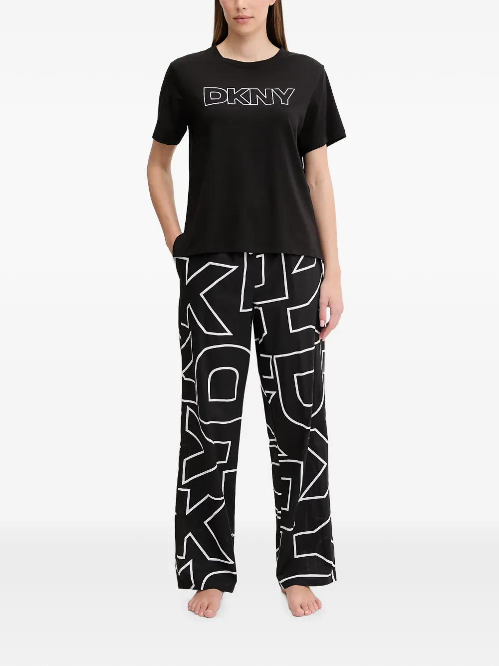 DKNY Pyjama mit Logo-Print - Schwarz