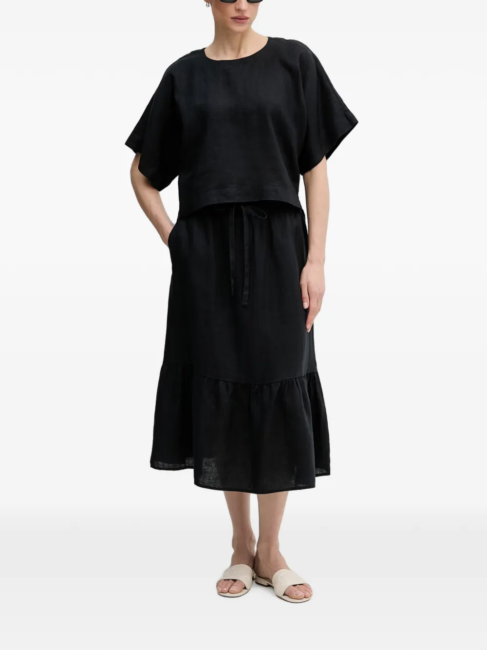 DKNY ruffled drawstring skirt Zwart
