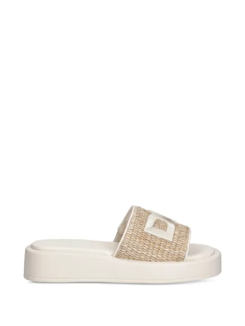 DKNY logo-patch woven slides