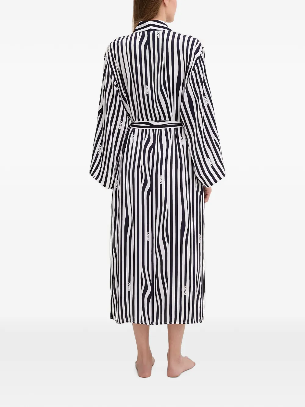 DKNY Gestreept badjas met logoprint Wit