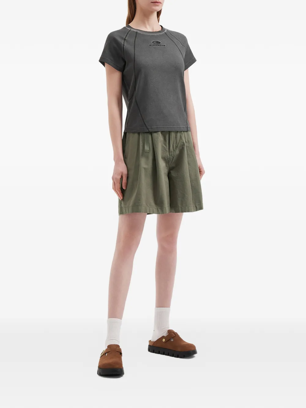  Fingercroxx Belted Pleated Shorts - Green 