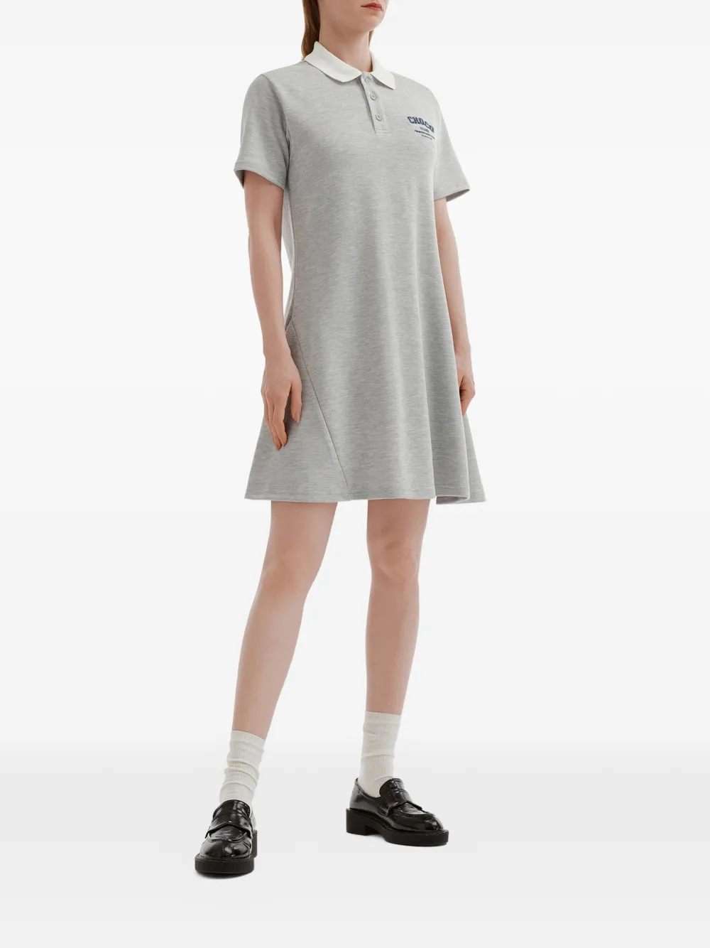  Chocoolate A-line Mini Polo Dress - Grey 