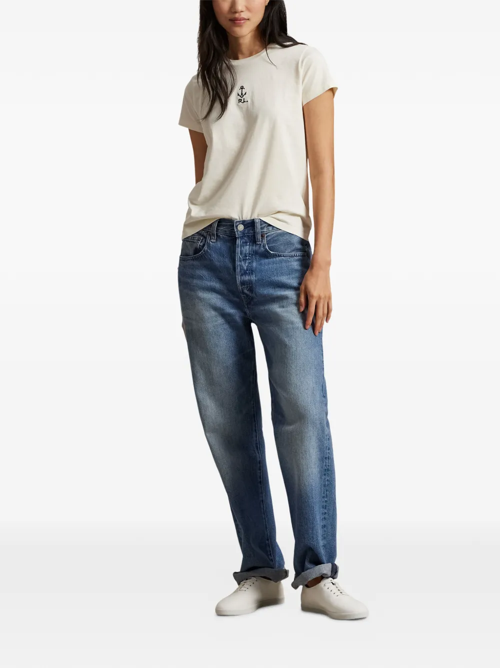 Polo Ralph Lauren Anchor Logo T-shirt In Neutral