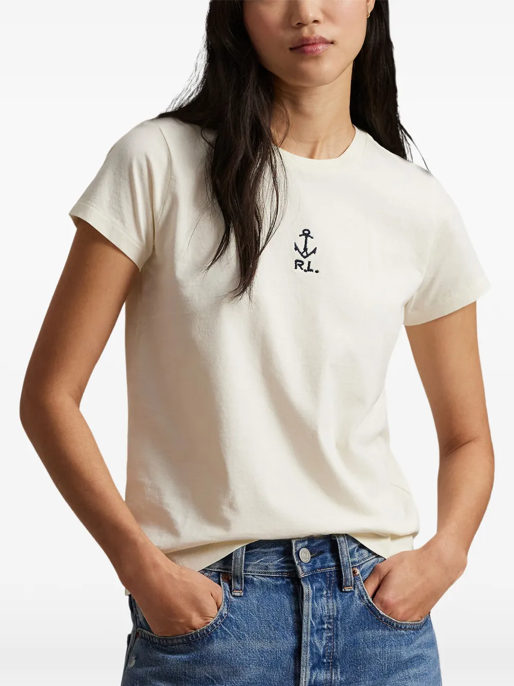 Polo Ralph Lauren Anchor T-shirt met logo Beige