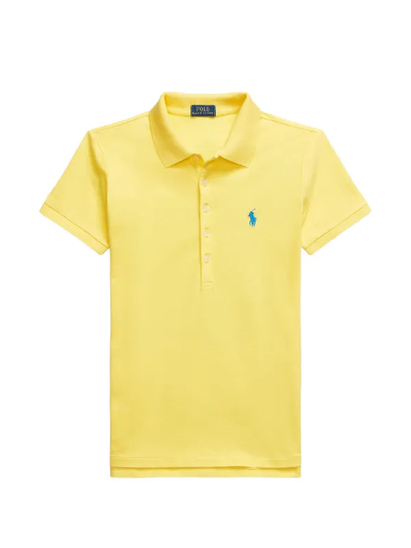 Polo Ralph Lauren Button Logo Polo Top in Yellow