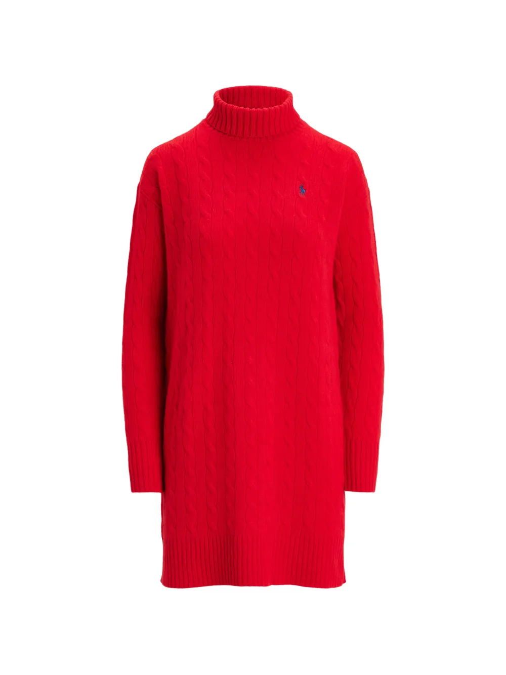Polo Ralph Lauren cable-knit roll-neck mini dress - Rosso