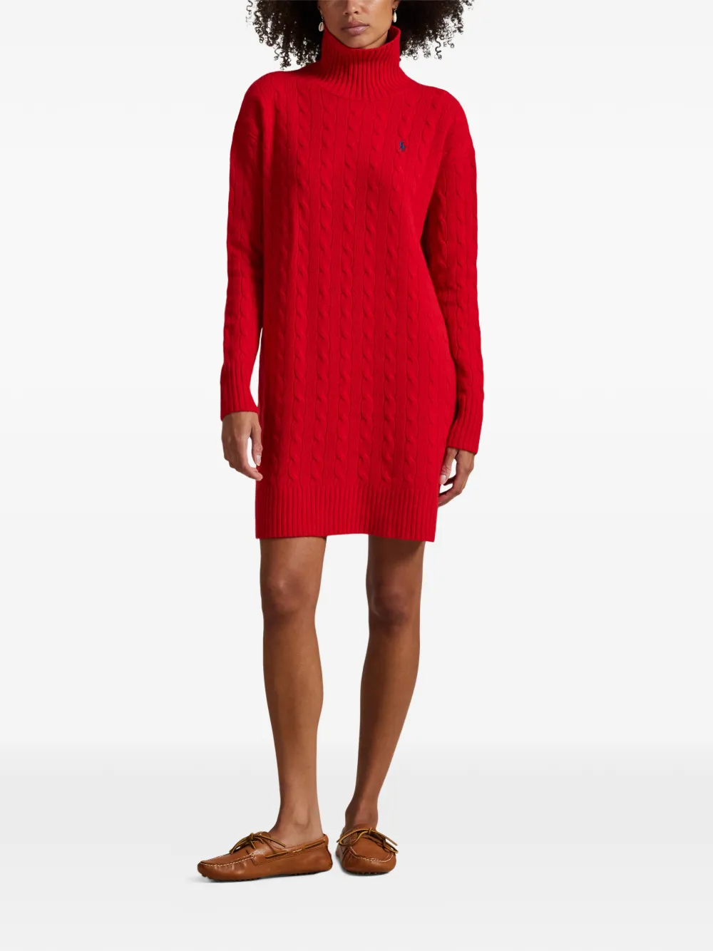 Polo Ralph Lauren Kabelgebreide jurk met col Rood