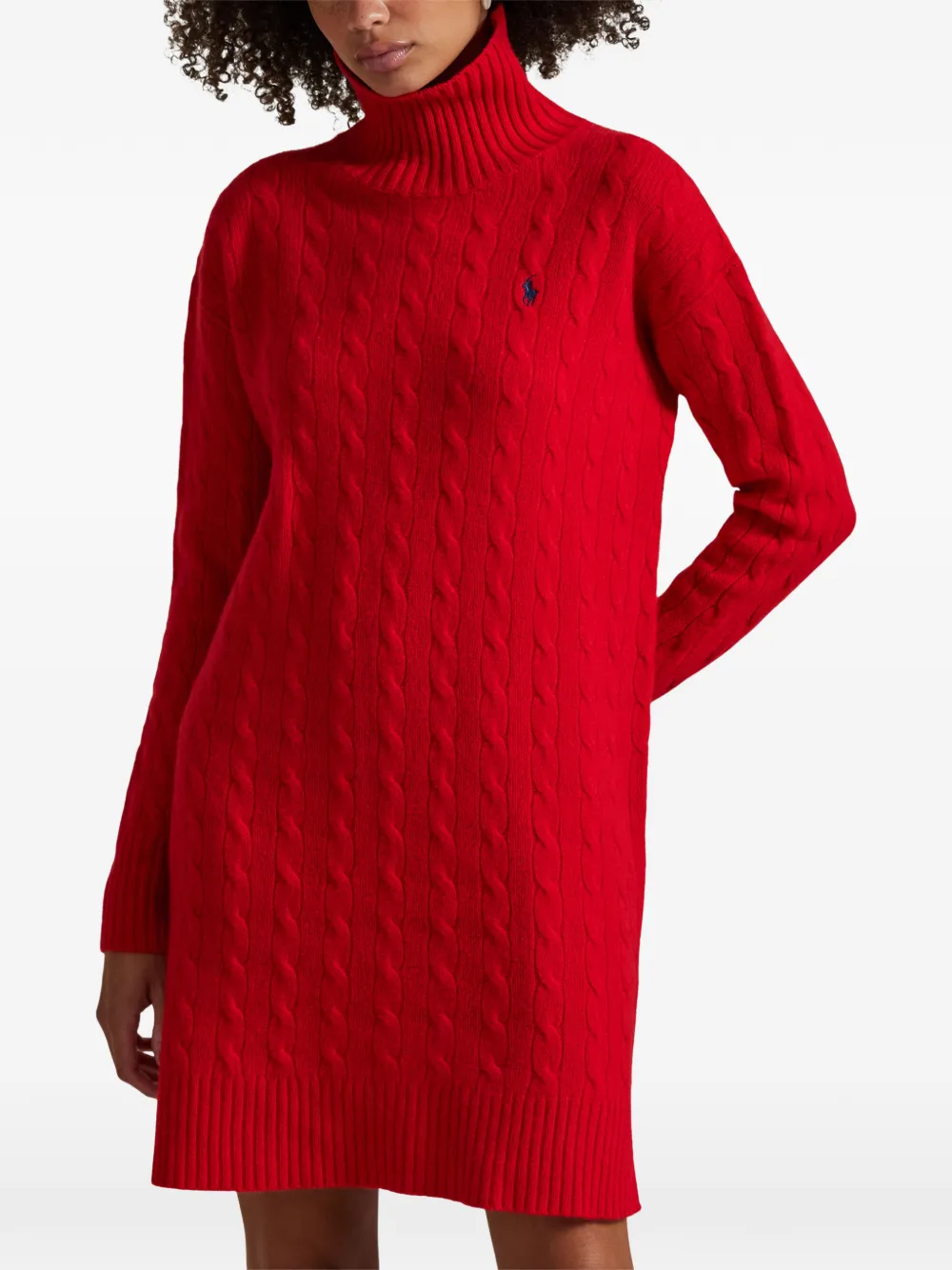Polo Ralph Lauren Kabelgebreide jurk met col Rood