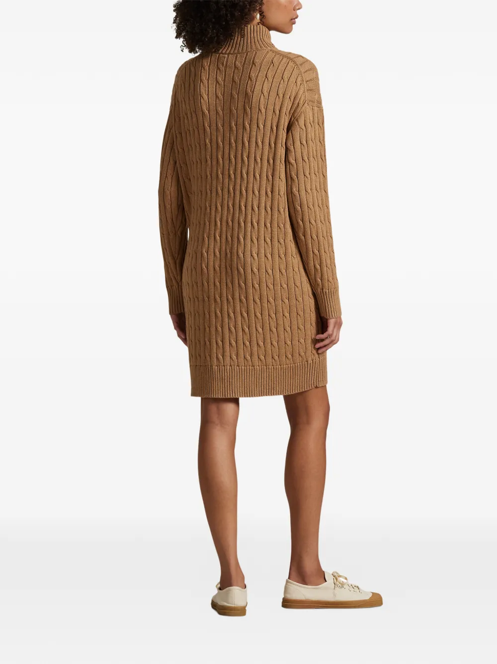 Polo Ralph Lauren Kabelgebreide mini-jurk met rits Beige