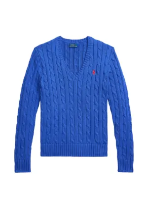 Polo Ralph Lauren cable-knit V-neck Sweater | Blue | FARFETCH