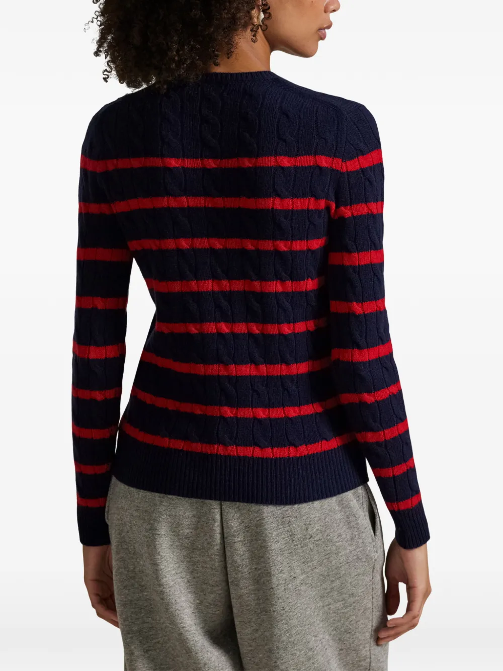 Polo Ralph Lauren Gestreepte kabelgebreide trui Blauw
