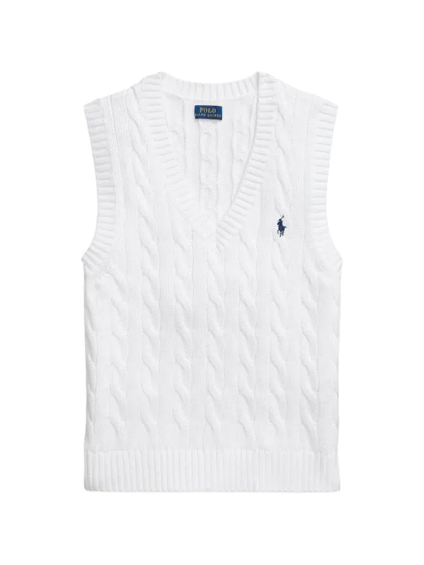 Polo Ralph Lauren Cable-knit V-neck Vest in White