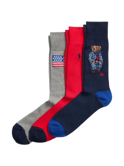 Polo Ralph Lauren flag bear socks (set of three)