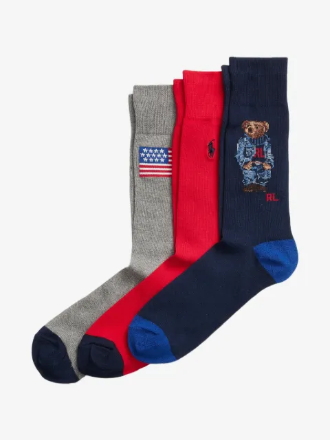 Polo Ralph Lauren flag bear socks (set of three)