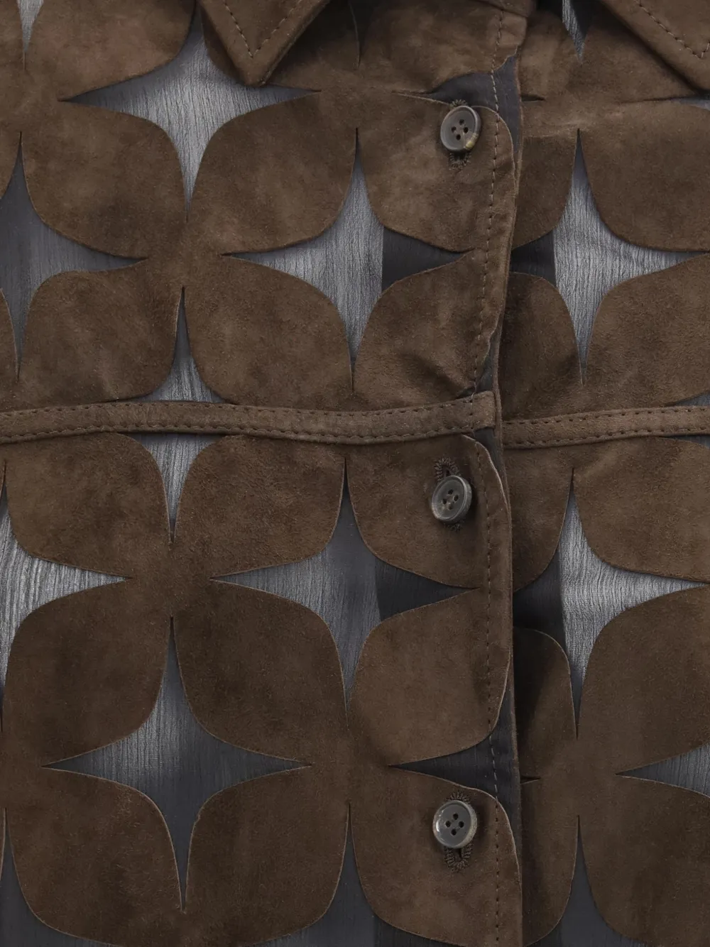  S.w.o.r.d 6.6.44 Flower-appliqué Suede Jacket - Brown 