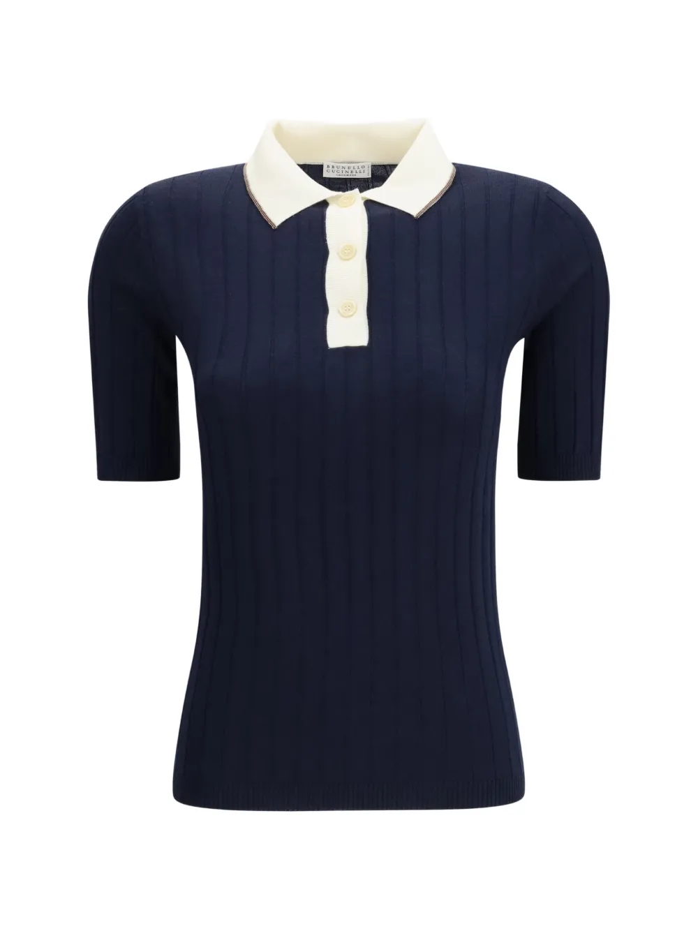 Brunello Cucinelli ribbed button polo top - Blu