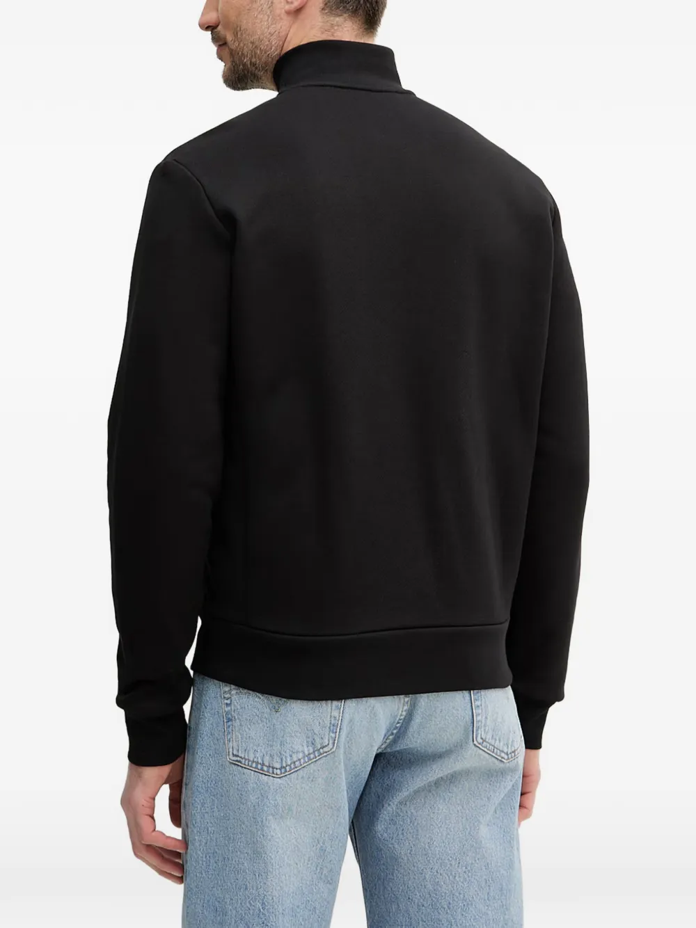 Trussardi logo-embroidered zip-up cardigan Zwart