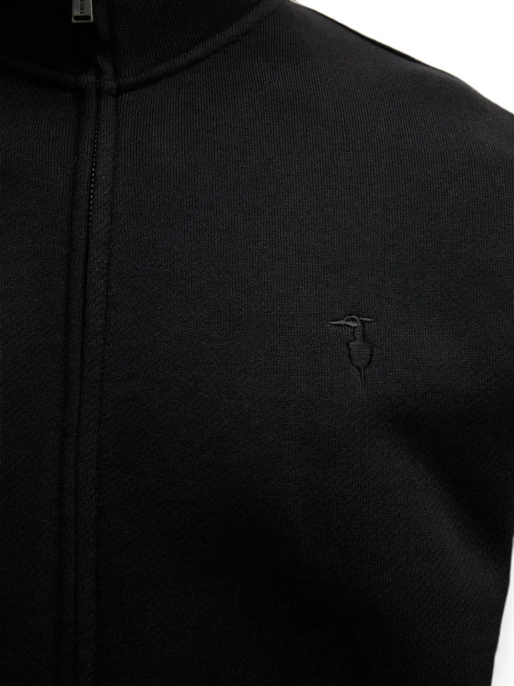 Trussardi logo-embroidered zip-up cardigan Zwart