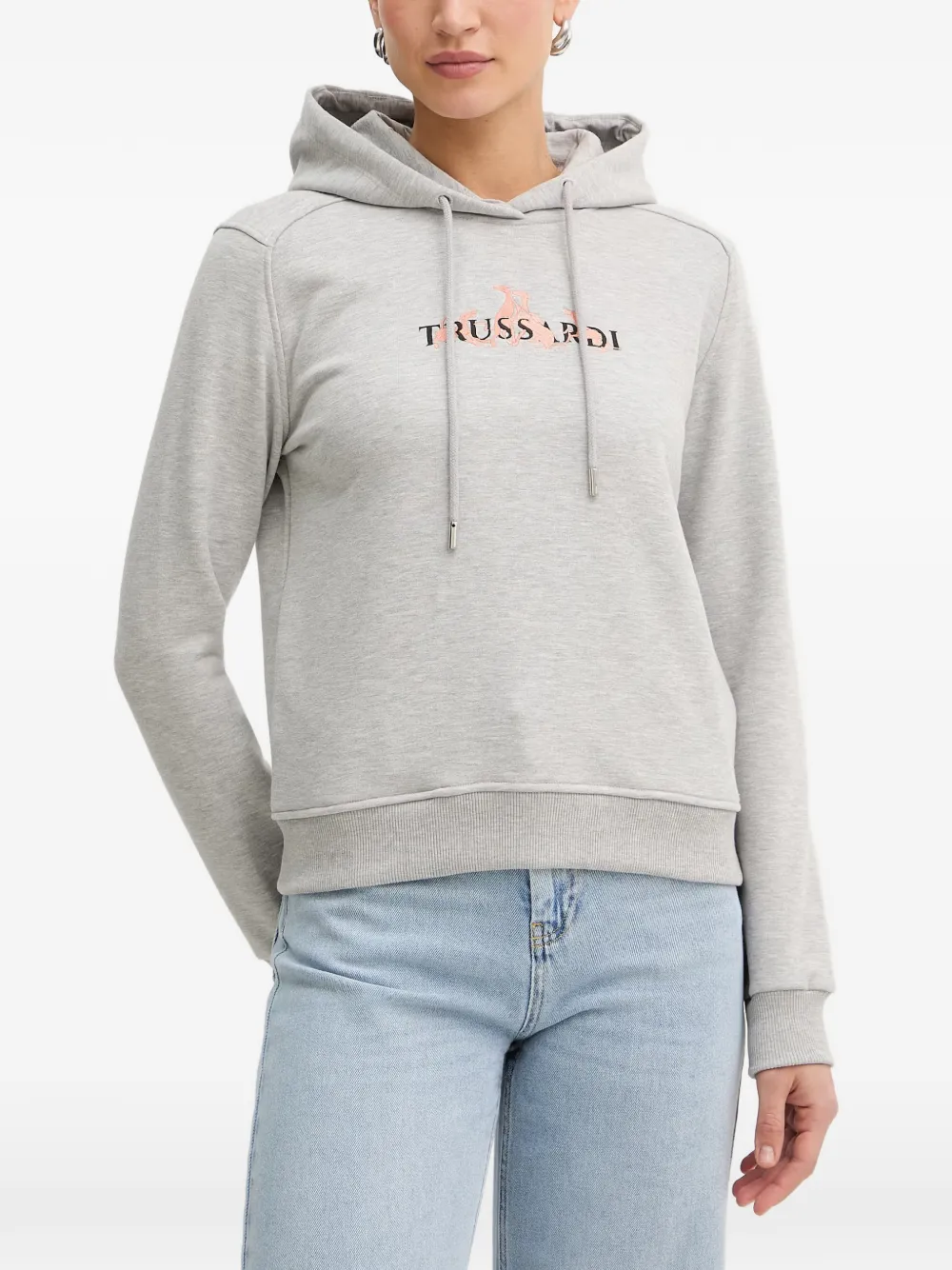 Trussardi Felpa con logo e cappuccio - Grigio