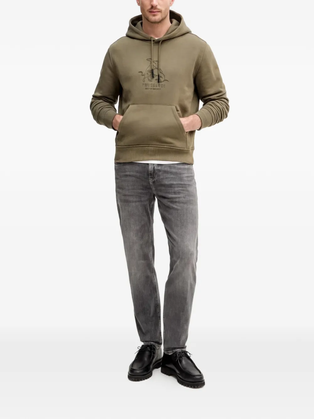 Trussardi Sweater met grafische print en capuchon Groen