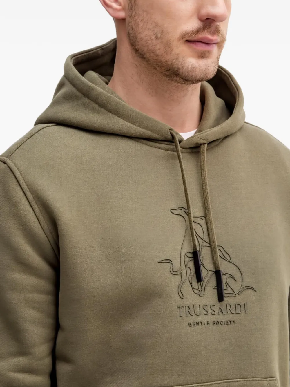 Trussardi Sweater met grafische print en capuchon Groen
