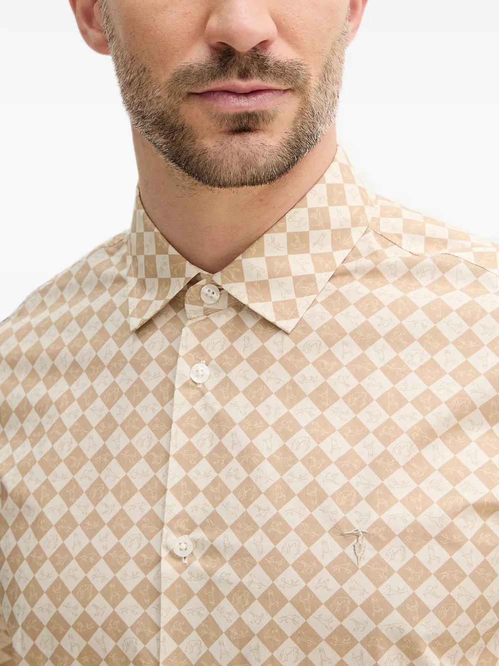 Trussardi Geruit overhemd Beige