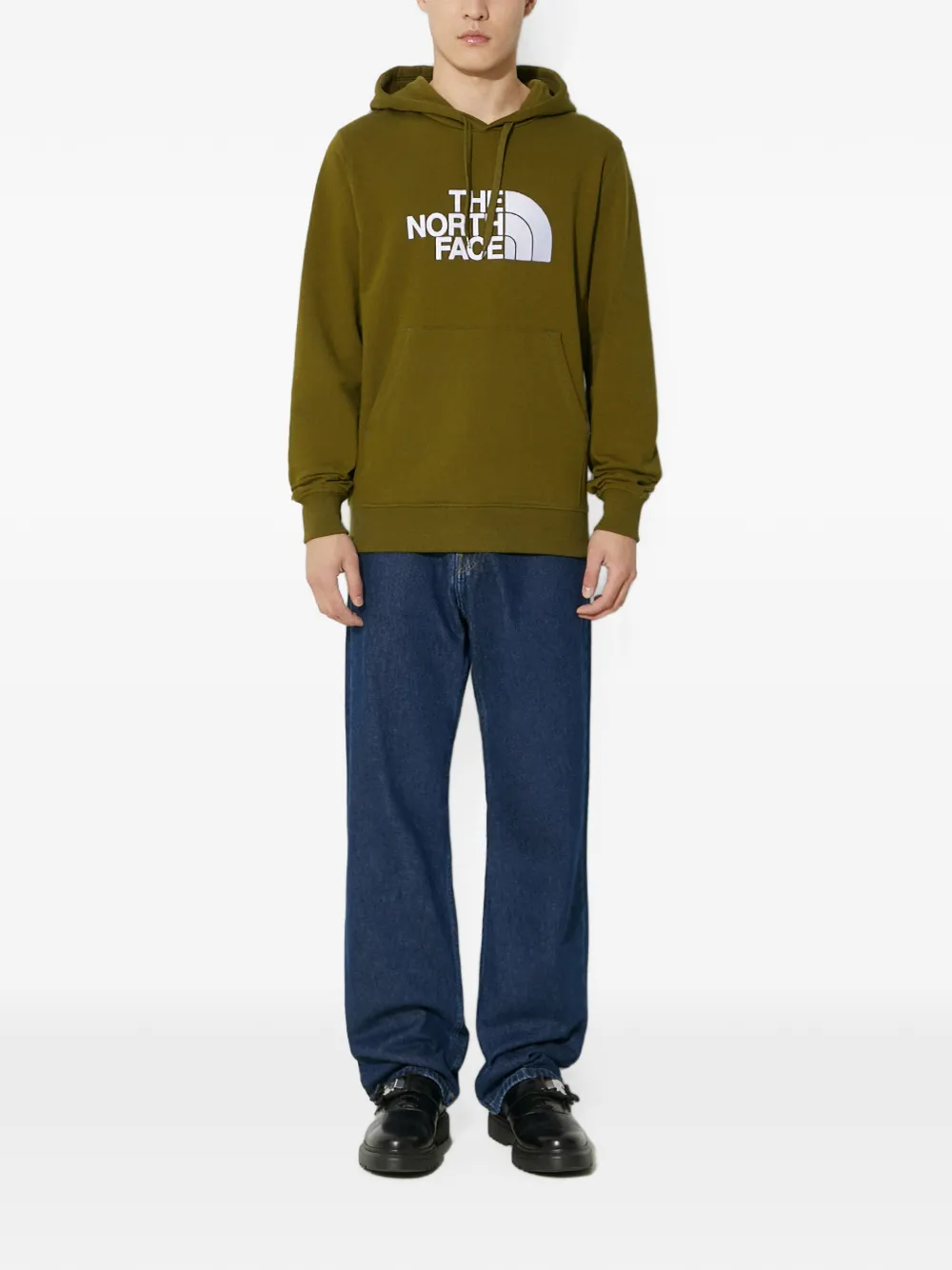 The North Face Hoodie met logoprint en trekkoord Groen