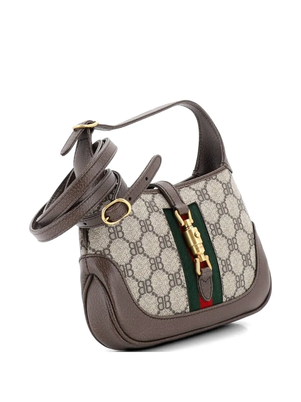  Balenciaga Pre-owned X Gucci The Hacker Project Jackie 1961 Hobo Bb Coated Canvas Mini Shoulder Bag - Brown 