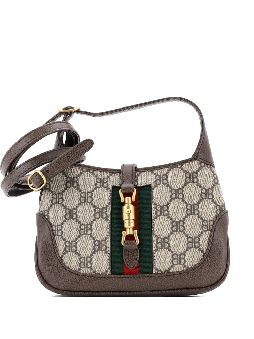 Balenciaga Pre-Owned x Gucci The Hacker Project Jackie 1961 Hobo BB Coated Canvas Mini shoulder bag - Marrone